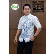 cendrawasih putih kemeja batik pria lengan pendek full furing batik hitam batik keren batik modern b