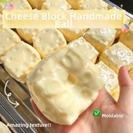 BUCKS Cheese Squeezed Cube, 7cm Anxiety Relief Crackling Cheese Pinch, Kids Toy Building Blocks Comf