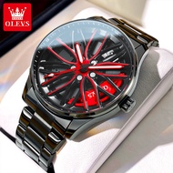OLEVS Jam Tangan Lelaki Original Waterproof Quartz Stainless Steel Hollow Rotary Dial Luminous Fashi
