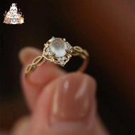 Moonstone Open Ring Gentle Zircon Inlaid Open Ring
