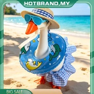 [Hotbrand.my] 7 Inch  Goose Costume with Straw Hat Sunglasses & Swim Ring for Geese Party Table Deco