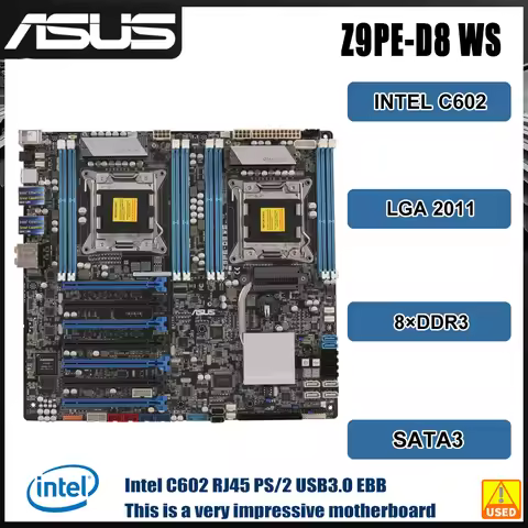 ASUS Z9PE-D8 WS Server Motherboard LGA 2011 Intel C602 DDR3 2133 7×PCI-E X16 EEB Support Xeon E5-260