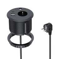 EU Built-in Desktop USB Socket with Type-c Smart Round Grommet table Electrical Power Recessed Outle