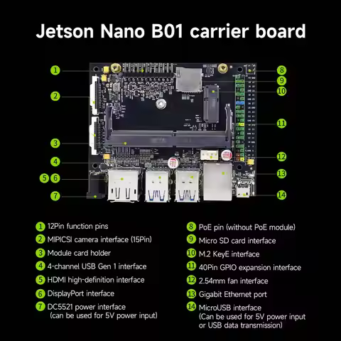Yahboom Jetson Carrier Board Based On NVIDIA Jetson NANO Orin Nano and Orin NX Core Module Electroni