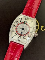 🌈🌈新返貨啦🌈🌈Franck Muller 5850 VEGAS D🎲🎰原裝俄羅斯輪盤🎰🎲鑽石面💎18K白金款式🤍💎連原裝18K白金鑽石針扣🔗連原裝鑽石圈💎💙淨錶❤️1506C（廣華街店）