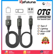 Refutuna Sound Card OTG Converter 2 in 1 OTG Type C converter Splitter USB Audio OTG Cable Sound Car