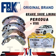 FBK Brake Shoe Rear/ Belakang - Perodua Viva 660cc , 850cc , 1.0L - BRAKE LINING