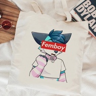Femboy tote bag foldable shopping torba na zakupy personnalisable canvas  femme