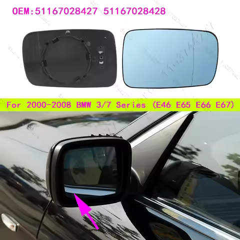 For 2000-2008 BMW 3/7 Series 325Ci 330Ci Coupe 745i 750i 760i (E46 E65 E66 E67) Wide Angle Mirror Gl