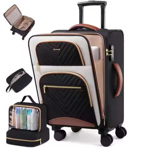 on Luggage 22x14x9 Airline Approved, Large Waterproof Carry on Suitcase with 3 Packing Cubes,Lightwe