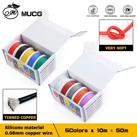 24 22 20 AWG Electric Wire Soft Silicone Wire 24-20 Gauge Stranded Tinned Copper Wire 5 Colors 16.4f