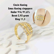 Cincin Emas kuning singapore kadar 916 ring 11 koma 5 371Ct Top