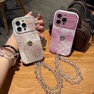 For iphone17ProMax shell 5D38 Render roses + camellias + beaded chains iPhone16ProMax iPhone15ProMax