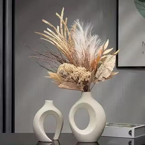 2026 latest models hollow nordic modern vase set of 2 for modern home decor plastic imitation hollow