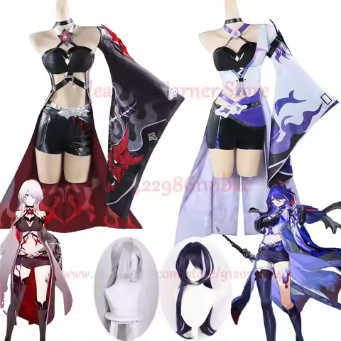 In Stock Acheron Cosplay Costume Honkai Star Rail Acheron Cosplay Dress Outfit Wig Shoes Huang Quan