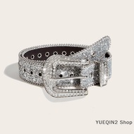 YUEQIN2 Shop Y2k Rhinestones khóa vành đai cho phụ nữ người đàn ông Punk Sao lỗ eo dây đeo Gothic th