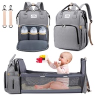 3 in 1 Diaper Bag Backpack with Changing Station,Travel Bassinet Foldable Baby Bed with Insulated Pocket, Baby Bag