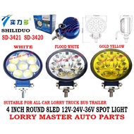 J01S13 SHILIDUO 实力多 SD-3420 SD-3421 4 INCH ROUND 8LED 12V-24V-36V SPOT LIGHT LORRY TRUCK AKSESORI