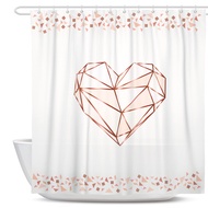 codFabric Shower Curtain Pink Flowers Bathroom Curtain with Hook and Loop Waterproof Shower Curtain 