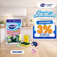 Miếng Bọt Biển Rửa Chén MyJae 2 Mặt, Mút Xốp Rửa Bát Đa Năng Kèm Miếng Nhựa Hít Kê 11.3cm x 7.8cm x 