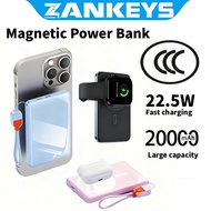 [Z ANKEYS] CCC Portable Magnetic Power Bank 22.5W 20000mAh Ultra-Thin Fast Charging Wireless Power b