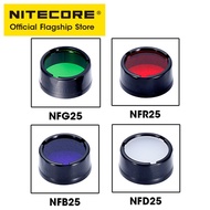 NITECORE ฟิลเตอร์ไฟฉาย25.4มม. สีแดงสีฟ้าสีเขียวตัวกระจายแท่งไฟจราจร NFR25 NFD25 NFG25 NFB25สำหรับ P1