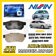 TAIHOAUTO NISSIN Rear Brake Pad Honda Civic / Jazz / City Disc Break Pad Belakang Brek Honda Made In