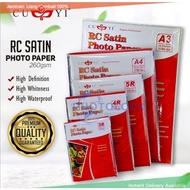 CUYI RC Satin Photo Paper , Resin Coated Inkjet Photo Paper 260gsm A4 | 5R | 4R | 3R Size (20sheets)