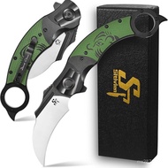 Precision Steel Outdoor，G10Pocket Knife CNC EDCST164AUS-10Folding+Engraved Steel Head Handle G98T