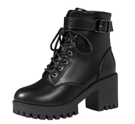 SEPATU IMPORT88 SP 747 Sepatu Boots Wanita Hak Tinggi Model Kekinian Premium Quality Hitam Karet