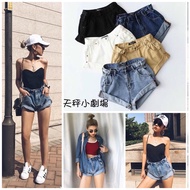 ** D3 Super Photography No P Picture Long Legs European American High Waist Curled Bud Shorts
