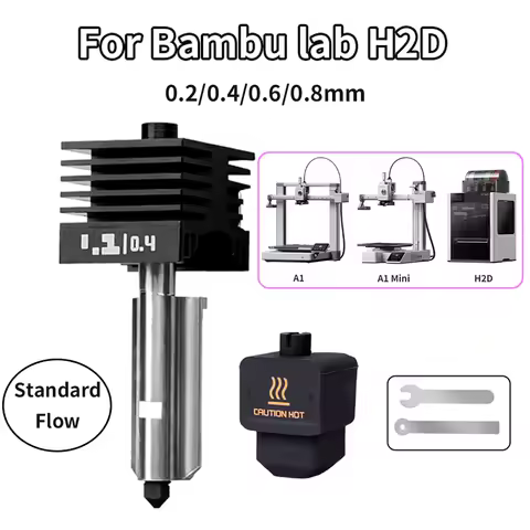Hotend Kit For Bambu Lab H2D H2S H2C P2S Replaceabl Nozzle Hot End Hardened Steel Nozzle 0.2/0.4/0.6