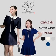 Slightly Flared A-Line Party Dress with White Bow Collar in Elegant High Quality Cold Cotton Fabric 