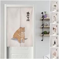 Customize Lucky Cat Door Curtain Japanese Style Doorway Curtain Room Partition for Kitchen Long Curtain Home Decoration Whole Piece Half Door Curtain Velcro Tape
