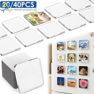 20/40 Pack DIY Fridge Magnet Set with Adhesive Backing Clear Acrylic Square Magnetic Photo Frame for