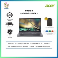 Acer Laptop Swift 3 SF316-51-56QK 16.1'' FHD Steel Gray ( I5-11300H, 8GB, 512GB SSD, Intel, W11, HS )