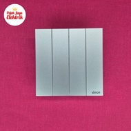 661041N-6Q 4 Gang 1 Way M7 Air Ultra Slim Switch Grey Simon