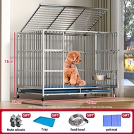 READY STOCK Dogelsy Stainless Steel Dog Cage with Mat/Bowl/Tray/Mute Wheels (L/XL/XXL/3XL/4XL) Sangkar Anjing for Large Dog不锈钢狗笼 dog cage dog house dog fence