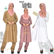 ADELLA SUIT MUSLIMAH BLOUSE &amp; PANTS LOOSE CUTTING NURSING FRIENDLY BAJU VIRAL FESYEN TERKINI