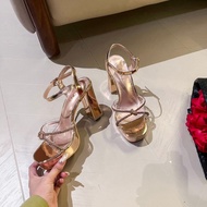 5 inches Fashionable Glossy High Heels Sandals With Rhinstones Women Heels