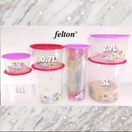 [Ready Stock] FELTON Sealer Airtight Canister 0.2L 0.7L 1.6L 2.7L 5L Random Color BPA Free Container