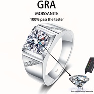 【 GRA Certificate Attachment 】 1CT 2CT moissanite ring, stylish and domineering S925 pure silver ele