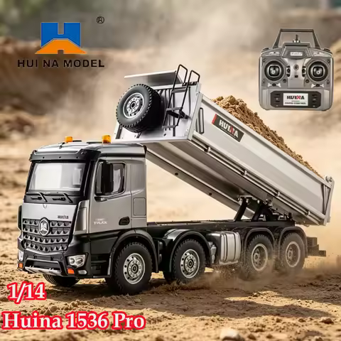 Huina Rc Truck 1536 Pro Remote Control Cars 1/14 Dump Truck for Adults 8 Wheel Radio Controlled Engi