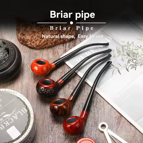 Briar Wood Long Stem Reading Pipe | 3mm Airway, Detachable Stem | Handcrafted Tobacco Apple Pipe - G