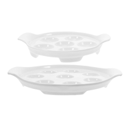 【Trending in Fashion】 2pcs Porcelain Escargot Baking Dish French Style Snail Platter White Ceramic E
