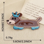 [Angel Bella DIY Handmade] AS176|Self-Adhesive Sausage Dog Patch Cloth Embroidered Canvas Bag Childr