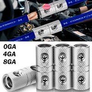 BLUECALDON Car Audio Connector, 0GA 4GA 8GA Silver Car Speaker Wire Terminal,  Brass Power Ground Wi