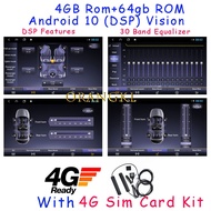 (READY STOCK) 4G Sim Card -4 GB Ram+64GB Intel 8 Core DSP Android 10. CAR Player 9-10 inch IPS 2.5D 