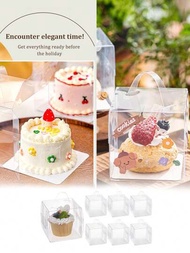 10入組可折疊透明便攜蛋糕盒，塑料糕點禮品包裝盒，適用於派對、餐桌、糕點店裝飾，適用於泡芙、慕斯、芝士蛋糕、烘焙食品