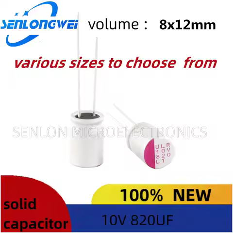 10pcs New Solid Capacitors 820 uf 10v Volume 8x12mm Aluminum Electrolytic Capacitors Solid Electroly